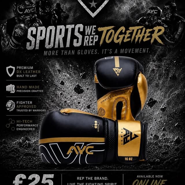 Product advertising creative for a combat sports glove range